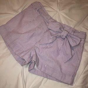 Lauren James Purple Seersucker Bow Shorts
